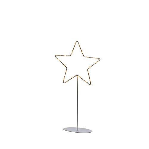 Konstsmide LED Metallstern mit Metall-Fuß, silberfarben lackiert, mit...