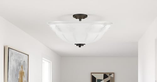 Image of Aspen Creative 25004-68-1 Replacement 2-Tone Clear & Sandblasted Glass shade for Flush Mount or Semi-Flush Mount, 1 /2 inch Center Hole, 11-3 /4 inch Diameter x 3-7 /8 inch Height