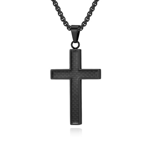 Pendentif croisé en fibre de carbone et acier - L'élégance masculine moderne