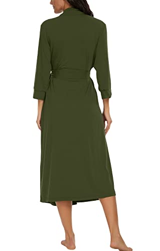 VINTATRE Women Kimono Robes Long Knit Bathrobe Lightweight Soft Knit Sleepwear V-neck Casual Ladies Loungewear