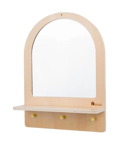 Montessori Wooden Wall Mirror for Toddlers with Shelf