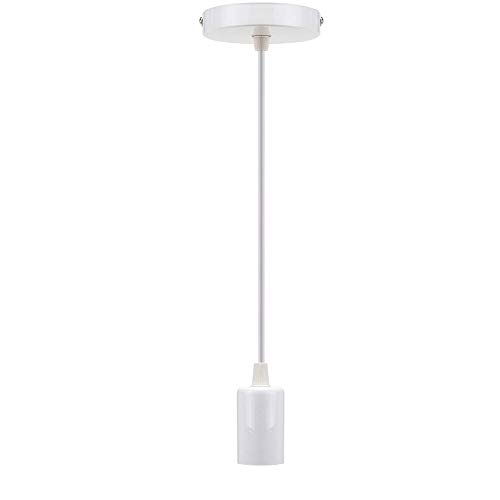 Mengjay E27 Lampada da soffitto Edison Rame Portalampada Luce Del Lampada Lampadario Holder Ombra Lampada a Sospensione Lampada Titolare Accessori Fai da te Con 1M Cable Luce pendente (Bianca)