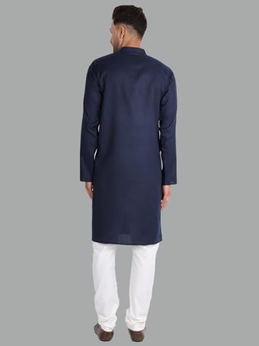 Image of LookMark Men's Cotton Blend Regular Fit A-Line Kurta Shirt