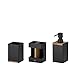 Produktbild kela Badset Cube, 3-teilig, Polyresin, schwarz, 1x Becher, 1x Zahnbürstenhalter, 1x Seifenspender 300 ml, 390241