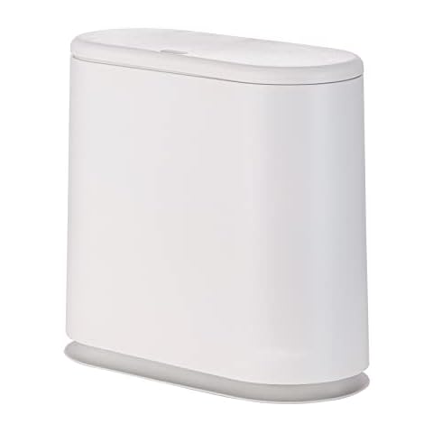 Cq acrylic 12 Liter Rectangular Plastic Trash Can Wastebasket with Press Type Lid,3.17 Gallon Dog Proof Garbage Container Bin for Bathroom,Powder Room,Bedroom,Kitchen,Craft Room,Office (White) Cover