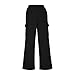 Cargo Sweatpants for Women - y2k Elastic High Waisted Baggy Sweat Pant, Athletic Workout Joggers, Fleece Fall Fashion Black y2k Pants S