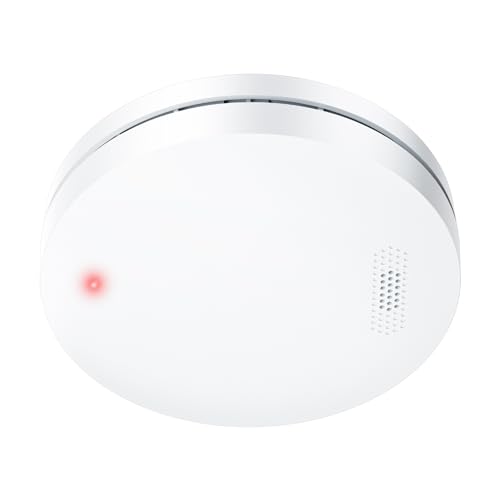 Rauchmelder mit 10 Jahren Batterielaufzeit, Rauchwarnmelder, 85dB, Flach, Standalone, Weiß, 1 Stück