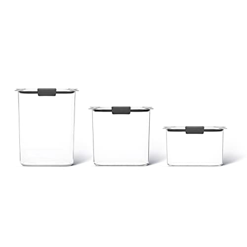 Rubbermaid Brilliance Plastic Food Storage Pantry Baking Set of 3 Containers with Lids (6 Pieces Totat), Dishwasher Safe, BPA-Free