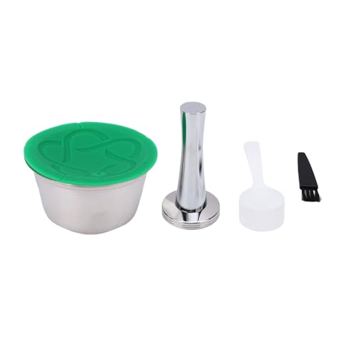 SIXRUN Cápsula de café Reutilizable para una Máquina de Gusto Dolce, Cápsula de café de Acero Inoxidable Recargable con Malla de Filtro, Cuchara