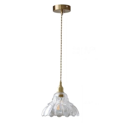 Suspension rétro en verre dépoli et détails laiton pour chambre