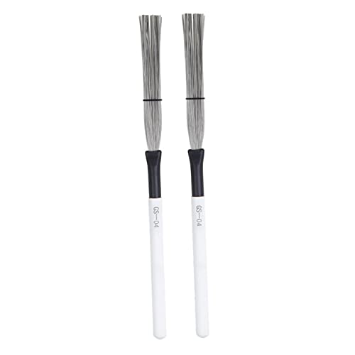 FAVOMOTO 2pcs Wooden Handle Drum Brush Jazz Drum Wire Brush for Beginner Drummers