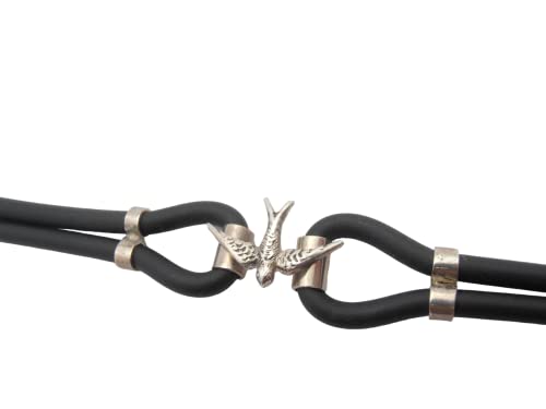 Rondine : Braccialetto in Argento 925 e Caucciù - Bracciale con Balestruccio - Primavera - Uccellino - Volatile