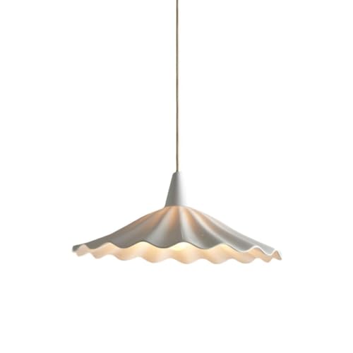 YXTSIMV 11.8' White Wavy Ceramic Pendant Light Shade,Vintage E26 Metal Loft Bar Ceiling Hanging...