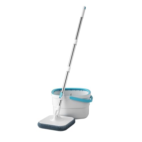 Kompakter Mop und Eimer, Wischeimer mit Auswringer, Bodenwischer mit Eimer, Wischmopp und Eimer mit Auswringer-Set für Zuhause, Wischeimer Set für Bodenreinigung und Wandreiniger