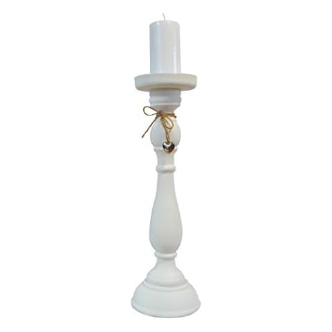 Portavelas en Madera Antigua Blanca con corazón en Plata Cover