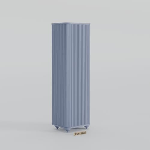 Image of HDHMR Wooden Wardrobe Almirah for Bedroom, 72 Inch | 1 Door Tall Storage Cabinet with 6 Shelves | Fluted Push-to-Open Cupboard | Closet Organizer for Clothes, Books & Home Essentials | Grey Finish