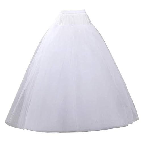 Jupon pour femme blanc 101cm à 4 couches sans cerceau avec taille réglable