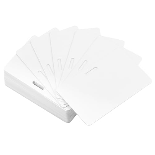 50 Pack Premium Blank PVC Cards with Slot Punch on Long Side - Horizontal Slot Punch Blank ID Cards-...