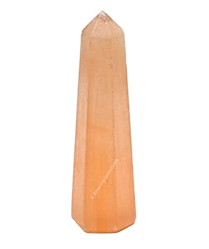 Image of Amazing Gemstone Orange Selenite Crystal Towers ~ Natural Healing Crystal Point Obelisk for Reiki Healing and Crystal Grid (2 inch to 3 inch INCH)