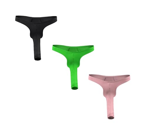 COMLIFE Men's Solid Color Elephant Nose Front Opening Thongs Revealing Buttocks Stretch Erotic G-string Briefs