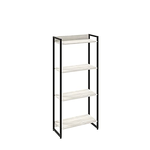 Kit Escritório Estante Areta 4 Prateleiras com Mesa Industrial Aspen 135cm C01 Snow - Lyam Decor