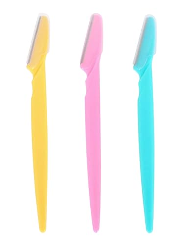 Keep in Style Eyebrow Razors – Facial Hair Remover - Eyebrow Shaper, Dermaplaning - Steel Safety Blades - Ergonomic Painless Exfoliating Shaver for Women & Men w/Precision Cover (Multicolor, 3 PCS)