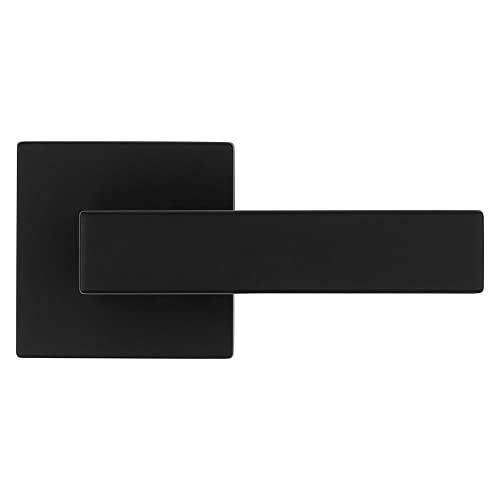 Image of Kwikset Singapore Interior Passage Door Handle, Lever for Closet and Hallway Doors, Reversible Non-Locking Handle Lever, Matte Black, with Microban Protection (Pack of 4)