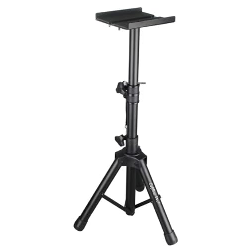 Image of Softline Pro Heavy Duty Tripod Studio Monitor Stand Adjustable Height Foldable Tripod Legs Non-Slip Rubber Pads Foldable Monitor Speaker Stands - Single (SP 800 VP)