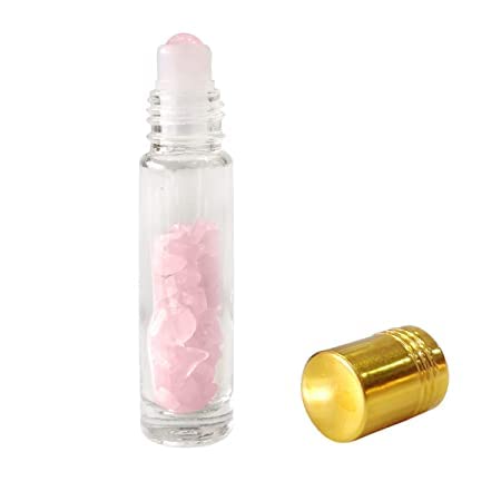 Shivalaya Gems Crystal Rose Quartz Roller Bottle Face Massager and Glass Roll On Bottle Essential Oils (10ml)-image-18