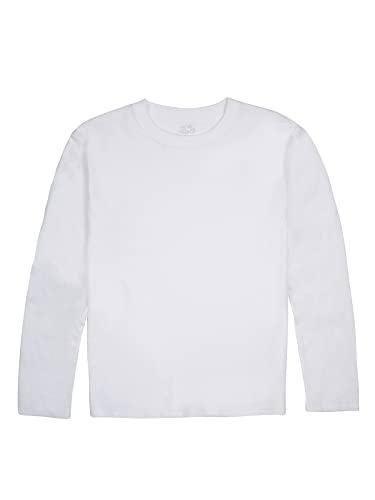 Fruit of the Loom Boys' Solid Multi-Color Soft Long Sleeve T-Shirts, 2 Pack, WHITE/BLACK, Large4