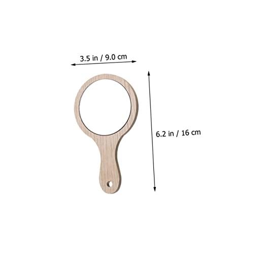 Espejo de maquillaje portátil de madera con mango NOLITOY 6pcs miniatura 2