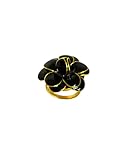 DESIGN UNIQUE : Bague fleur noire avec bordure dorée, composée de 14 pétales sculptés et peints à la main pour un effet visuel saisissant