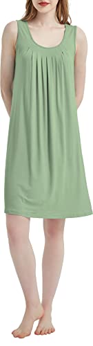 Image of GYS Cooling Bamboo Viscose Nightgowns for Women, Lightweight Sleeveless V Neck Sleep Shirt for Hot Sleepers, Soft Night dress