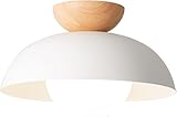 BNTCTC Wood Nordic Modern Ceiling Light, Metal Kitchen Light Fixture with Glass Shade Vintage G9 Close to Ceiling Light, Entryway Hallway Bedroom Aisle Corridor Lighting Fixtures(White)