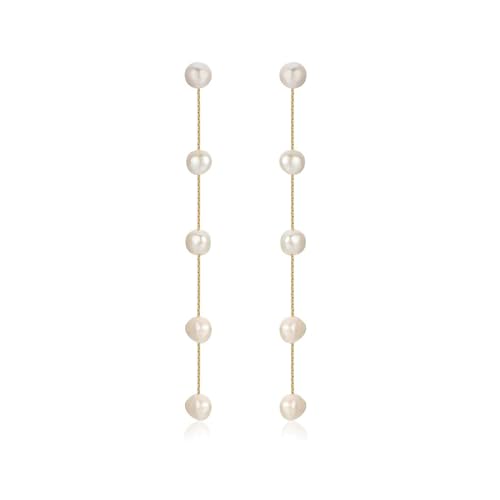 Ettika Gold Earrings For Women. Pearl Earrings, Dripping with Freshwater Pearls Delicate Drop Earrings. Jewelry, 18k Gold Plated