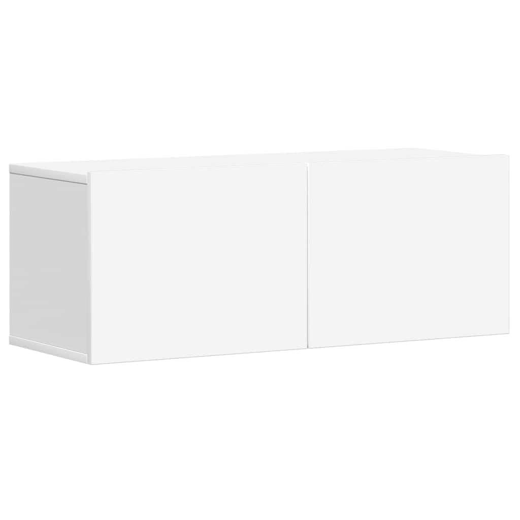 3-TLG. TV-Schrank-Set Weiß Holzwerkstoff, Hängend, Modernes Media-Center für Wohnzimmer Schlafzimmer, Elegantes Design, Robuste Konstruktion