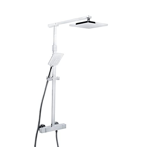Bristan QD SHXDIVFF C Quadrato Exposed Fixed Head Bar Shower with Diverter and Kit