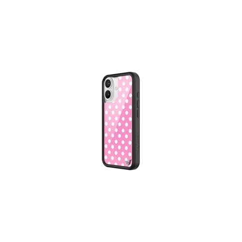 Image of Wildflower Cases - Compatible with iPhone 16 | Protective Black Bumper, 6.5ft Drop Test Certified, Women Owned Small Business | Bright Aesthetic Cute Trendy | Polka Dot - Pink and White