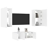 Photo Gallery homgoday 4 pezzi mobili da parete per tv con led in legno bianco ingegnerizzato, mobile tv per soggiorno casa, parete galleggiante centro intrattenimento mobile credenza corridoio storage type4 Photo Gallery homgoday 4 pezzi mobili da parete per tv con led in legno bianco ingegnerizzato, mobile tv per soggiorno casa, parete galleggiante centro intrattenimento mobile credenza corridoio storage type4