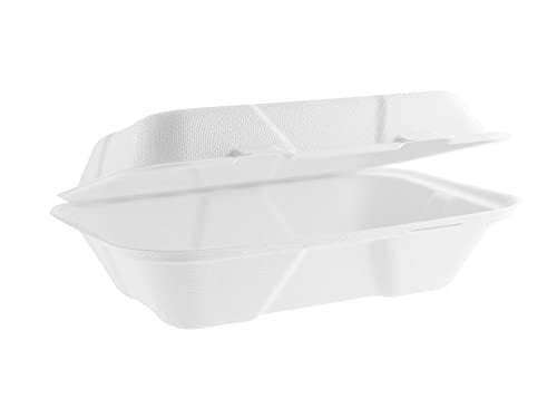 aaksh 555 Strong Clamshell Takeaway Boxes - 7"x5", Pack of 50, Fish & Chips, Fries, Burger Boxes, Tab Lock Closure, Food Safe