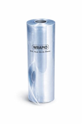 Image of Wrapio PVC Heat Shrink Sleeve Roll 10 Inch Width and 20 Meters Length | Transparent Shrink Wrap sleeve for Bottle, Jar, Gift & Packaging | Heat Gun /Hot Water Compatible (20 Meters)