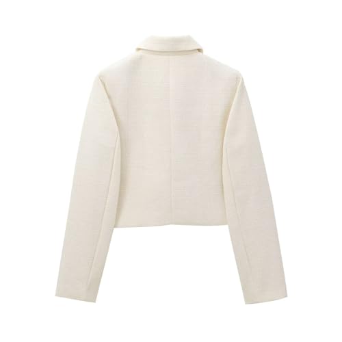 Winter Jacket Fashion Minimalist Women's Twiil Jacket With Sequins Bow Buttons Beige Jacket Women Tops2