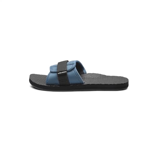 Image of Volcom Men's Recliner Slide Sandals - Comfort Foam Footbed, Water-Friendly Nubuck Strap Slides, Navy, 14