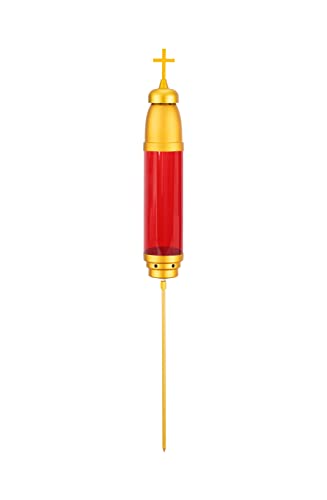 Latin Cross Cemeteary Memorial Light Candle Holder,Red Cemetery Light With Gold Dome,Cemetery Light Ground Stak(Gold Red) #TOP2