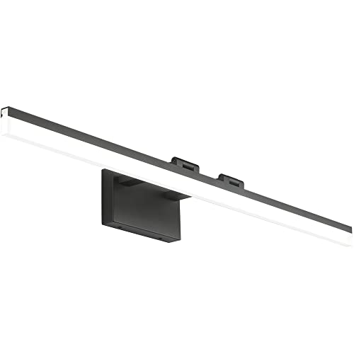 Image of SOLFART Modern Dimmable LED Vanity Light 39.3 inch Black Aluminum Frosted Acrylic for Bathroom Vanity Lighting Fixtures White Light 5500K