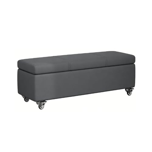 Banco de almacenaje de 40x40x60cm: puff taburete gris oscuro con ruedas 2