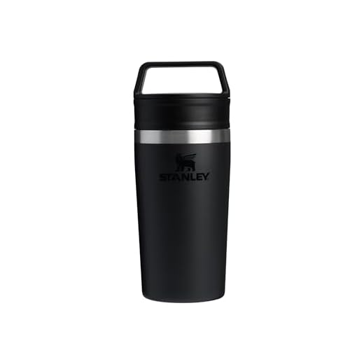 Stanley 1913 Café-To-Go Thermosbeker 0.35L - Houdt 4 Uur Warm - 5 Uur Koud - Lekvrij - Vaatwasmachinebestendig - Camping Beker Met Handvat - Perfect Voor Onderweg - Thermos Koffiebeker - Black