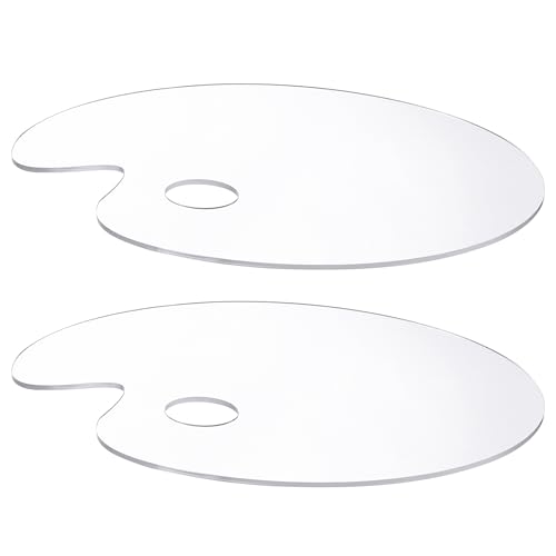 Szaboviktoria 2 Piezas Acrílico Transparente Paleta Pintura Acrilica, Paleta Humeda, Paleta Acuarela, Palets Plastico, Paleta Pintura Oleo, con Agujero para el Dedo para Pintura Artística DIY