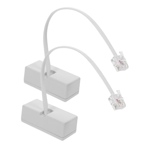 VILLCASE 2Pcs Telephone Line Splitter Adapter for Landline Phones PC Cable Converter for Multiple Device Connections