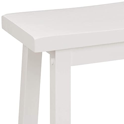 Image of Amazon Basics Solid Wood Saddle-Seat Counter Height Bar Stools for Kitchen Island with Footrest, Sturdy Construction, 24-Inch Height, White, Set of 2